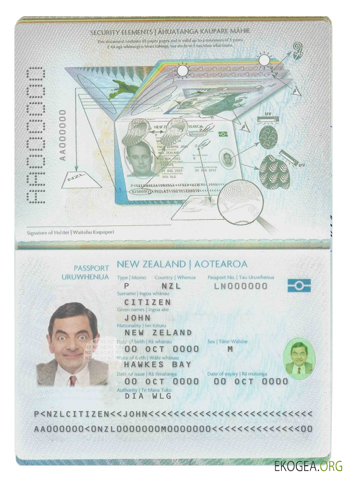 Modèle de passeport néo zélandais au format PSD, entièrement modifiable (2009 2016)